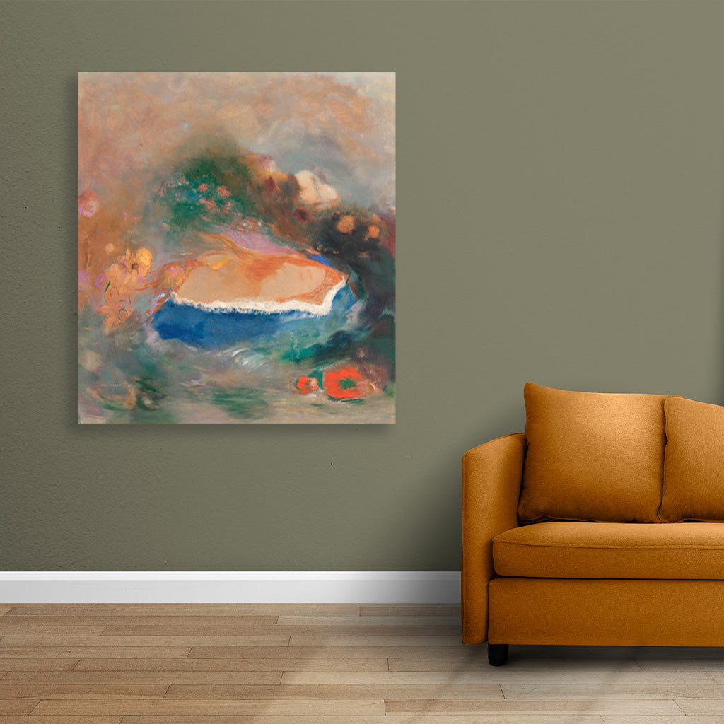 Ophelia with a Blue Wimple in the Water painting 1 : 1 Square Premium Wall Art Canvas by MeriDeewar