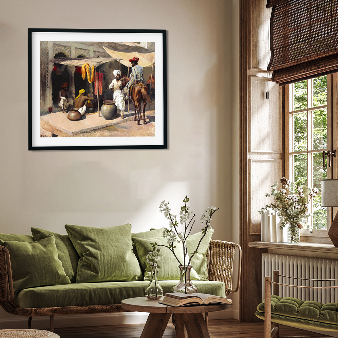 Outside An Indian Dye House Painting 6 : 5 Horizontal Premium Wall Art Canvas by MeriDeewar