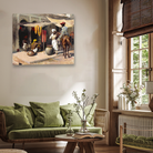 Outside An Indian Dye House Painting 6 : 5 Horizontal Premium Wall Art Canvas by MeriDeewar