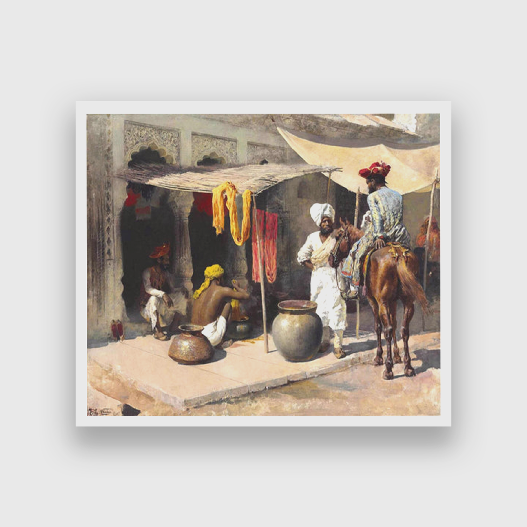 Outside An Indian Dye House Painting 6 : 5 Horizontal Premium Wall Art Canvas by MeriDeewar