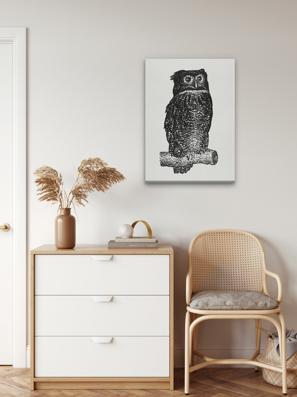 Owl Painting 3 : 4 Vertical Premium Wall Art Canvas by MeriDeewar