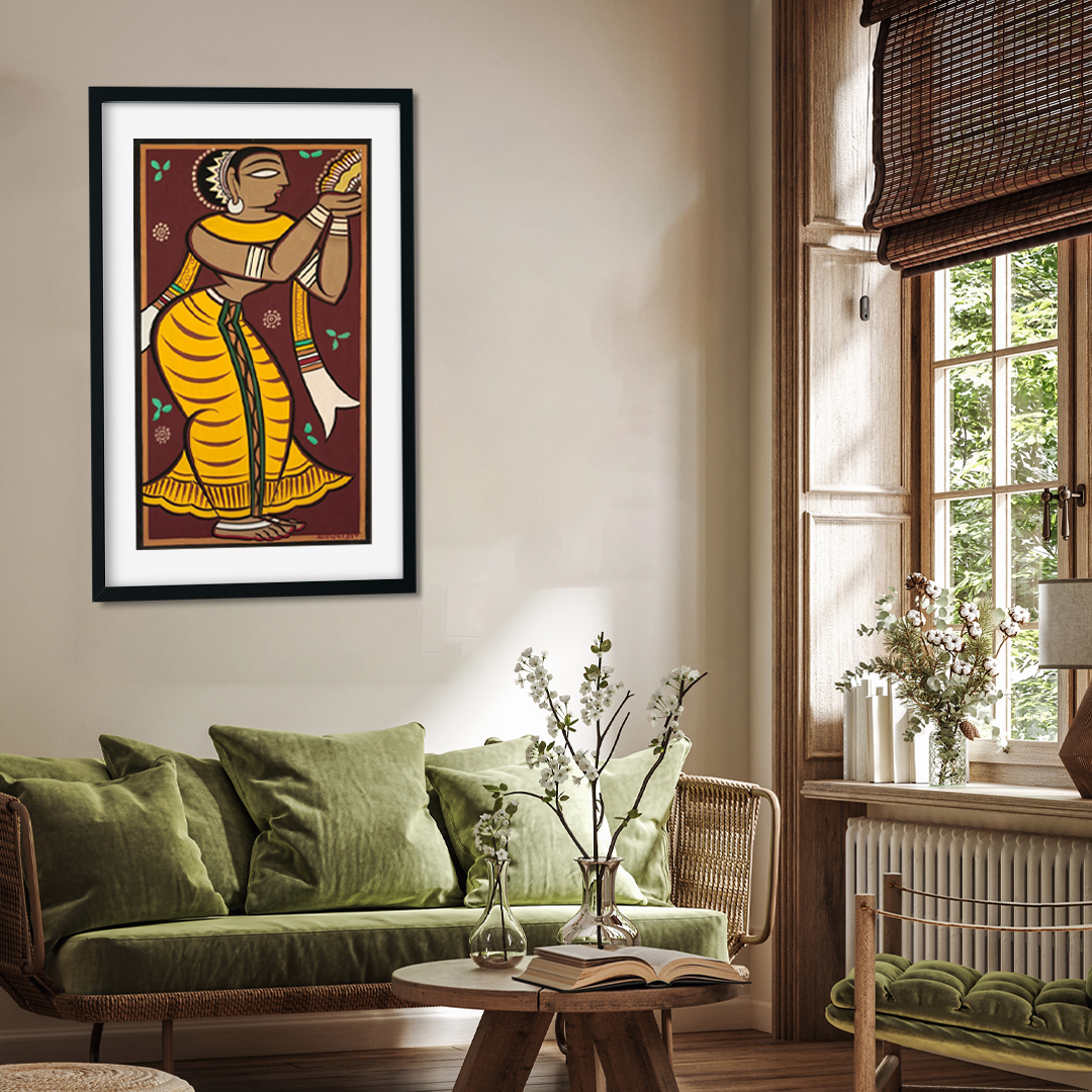 Painting of Dancing Gopi 2 : 3 Vertical Premium Wall Art Canvas by MeriDeewar