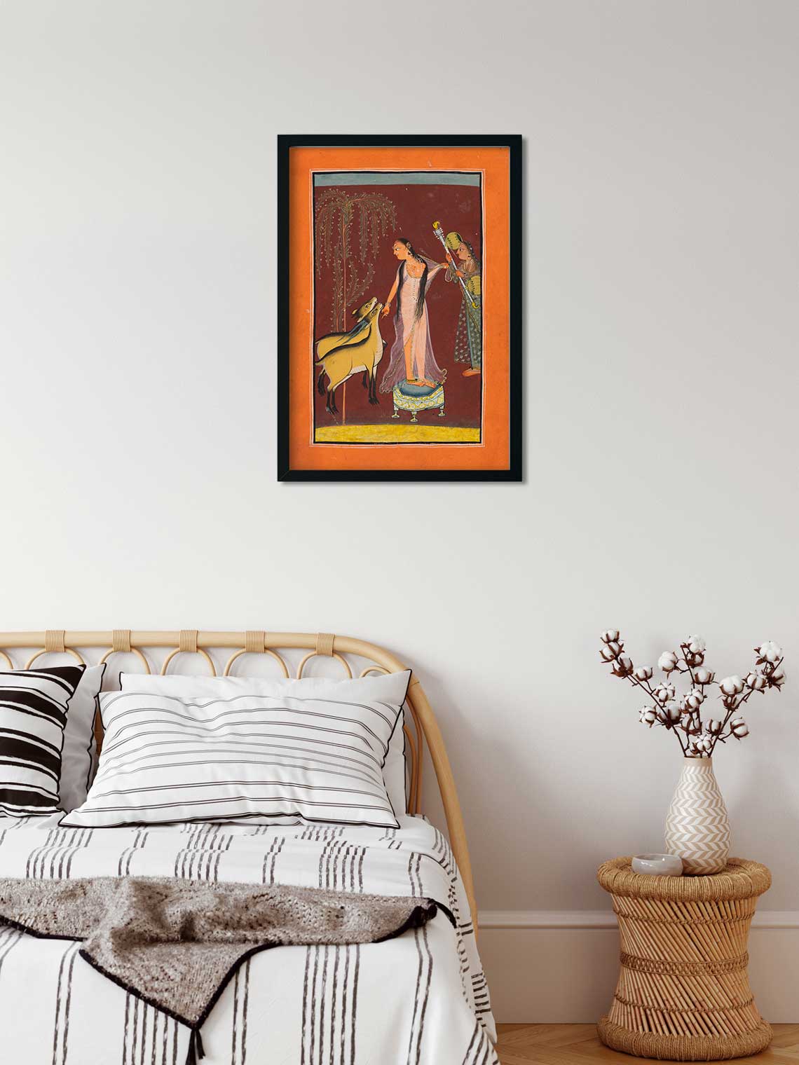 Pair of Deer Probably Gujari Ragini Painting 2 : 3 Vertical Premium Wall Art Canvas by MeriDeewar
