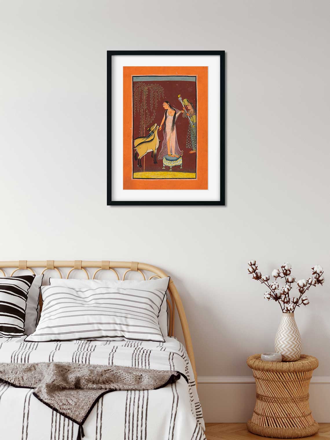 Pair of Deer Probably Gujari Ragini Painting 2 : 3 Vertical Premium Wall Art Canvas by MeriDeewar