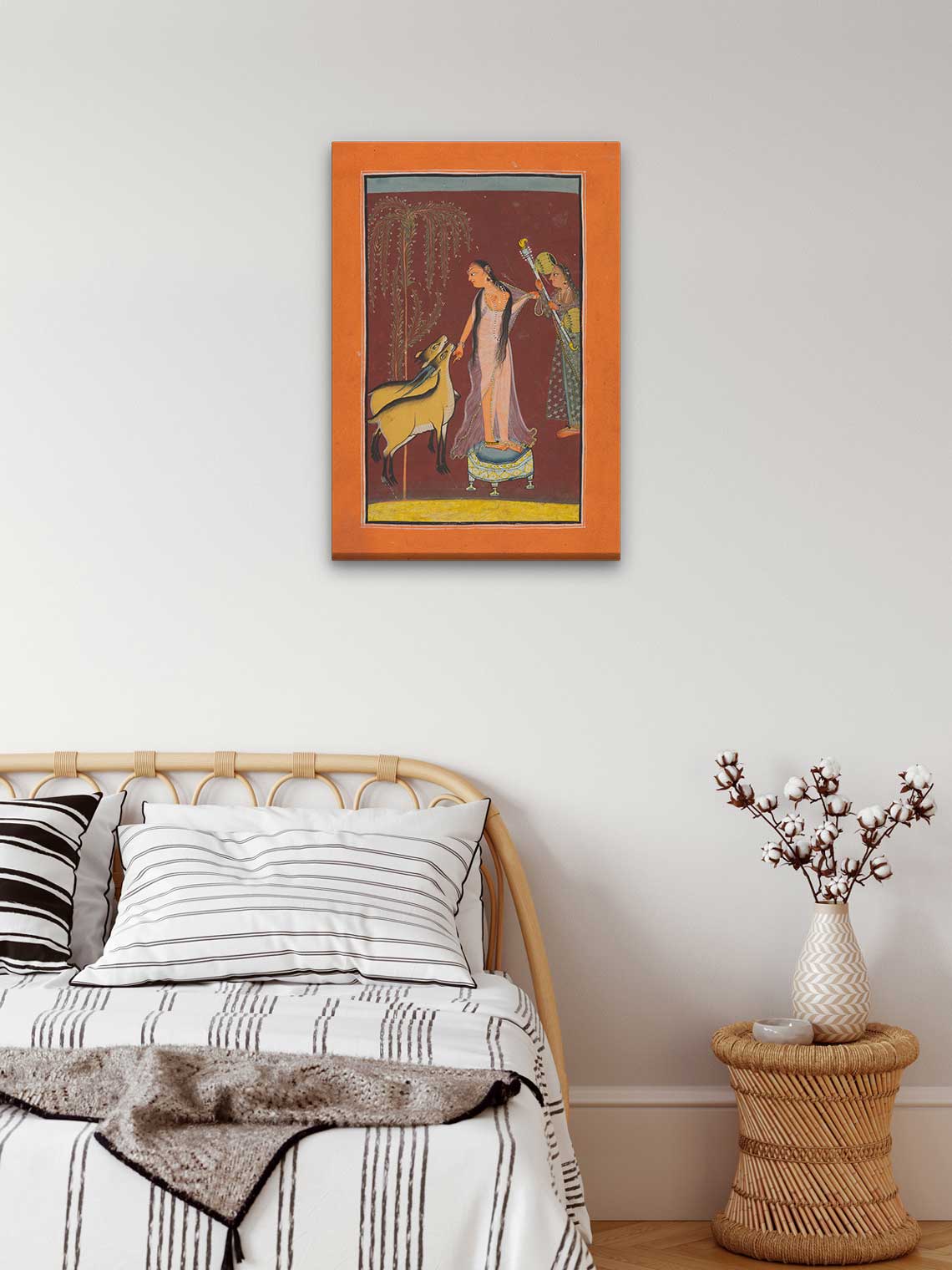 Pair of Deer Probably Gujari Ragini Painting 2 : 3 Vertical Premium Wall Art Canvas by MeriDeewar