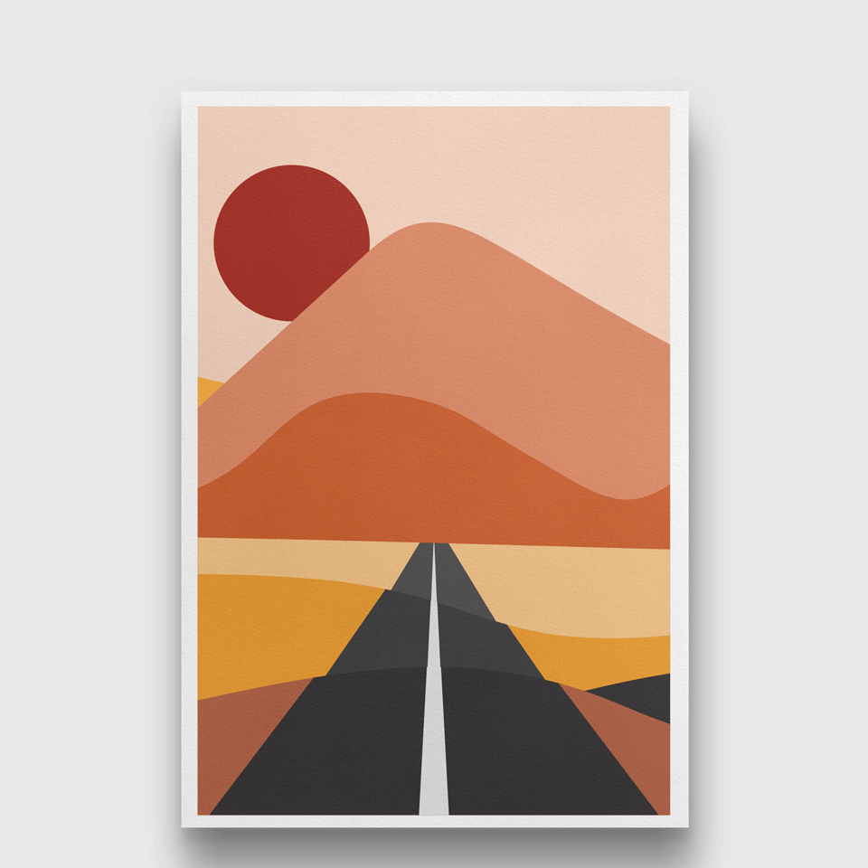 Panorama with mountain cactus Painting 2 : 3 Vertical Premium Wall Art Canvas by MeriDeewar