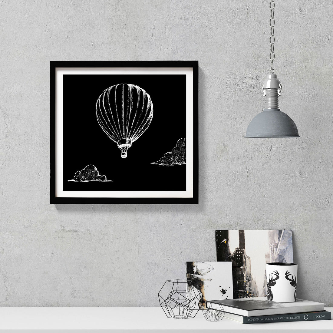 Parachute Black and White Painting - Meri Deewar 1 : 1 Square Premium Wall Art Canvas by MeriDeewar