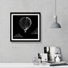 Parachute Black and White Painting - Meri Deewar 1 : 1 Square Premium Wall Art Canvas by MeriDeewar