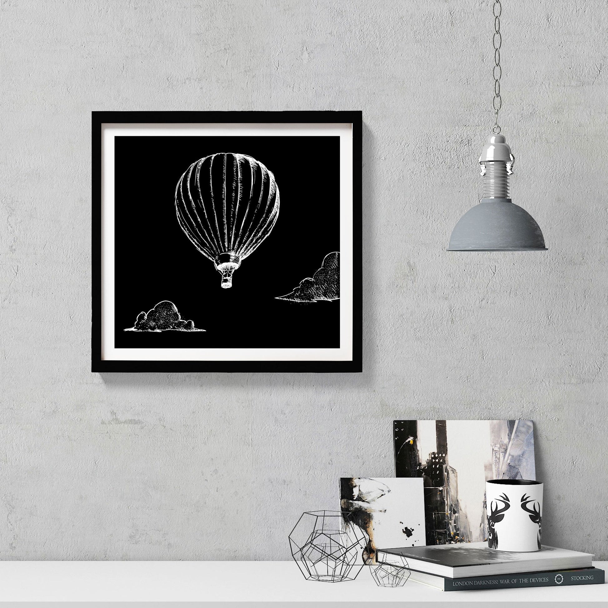 Parachute Black and White Painting - Meri Deewar 1 : 1 Square Premium Wall Art Canvas by MeriDeewar