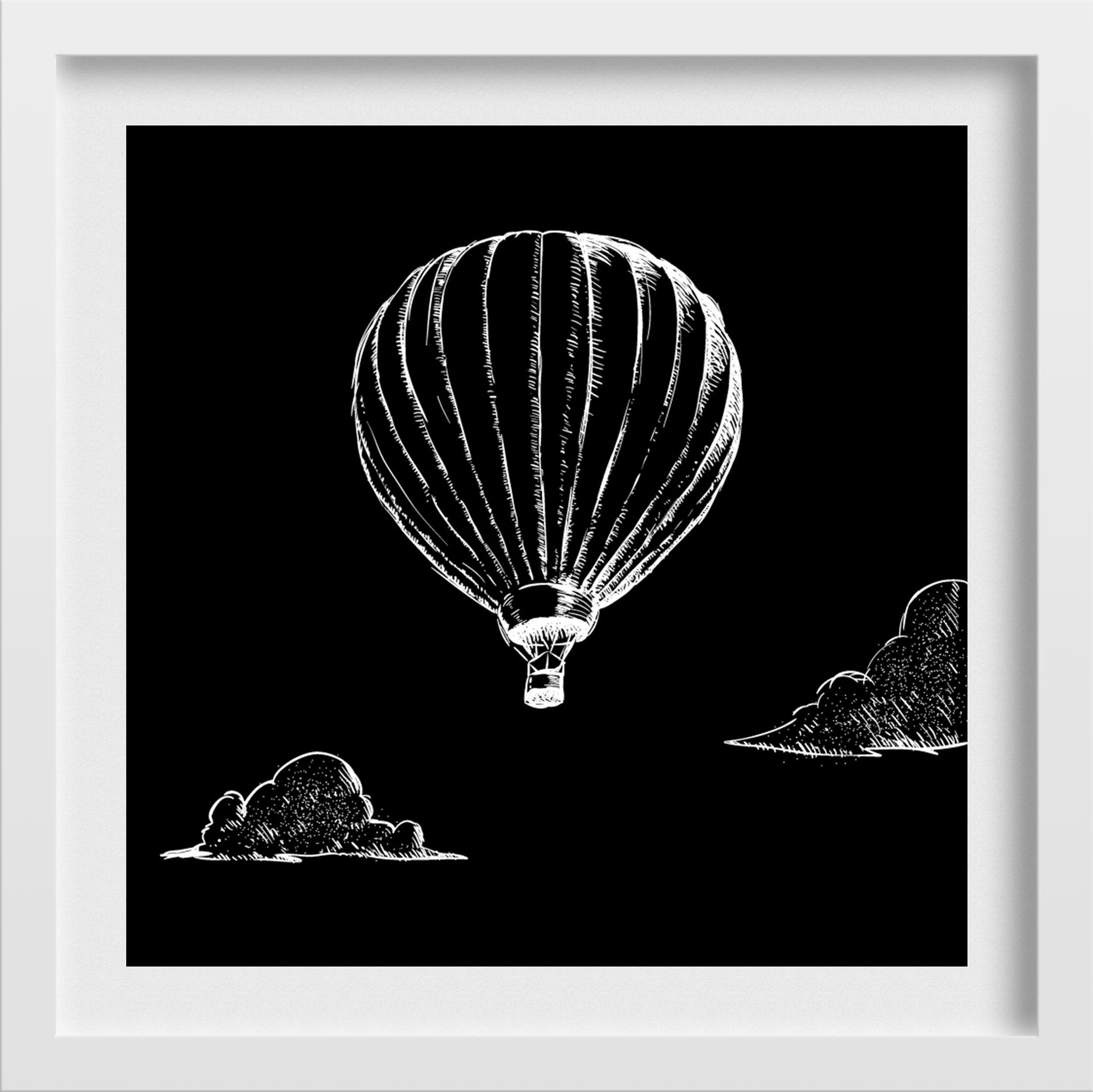 Parachute Black and White Painting - Meri Deewar 1 : 1 Square Premium Wall Art Canvas by MeriDeewar