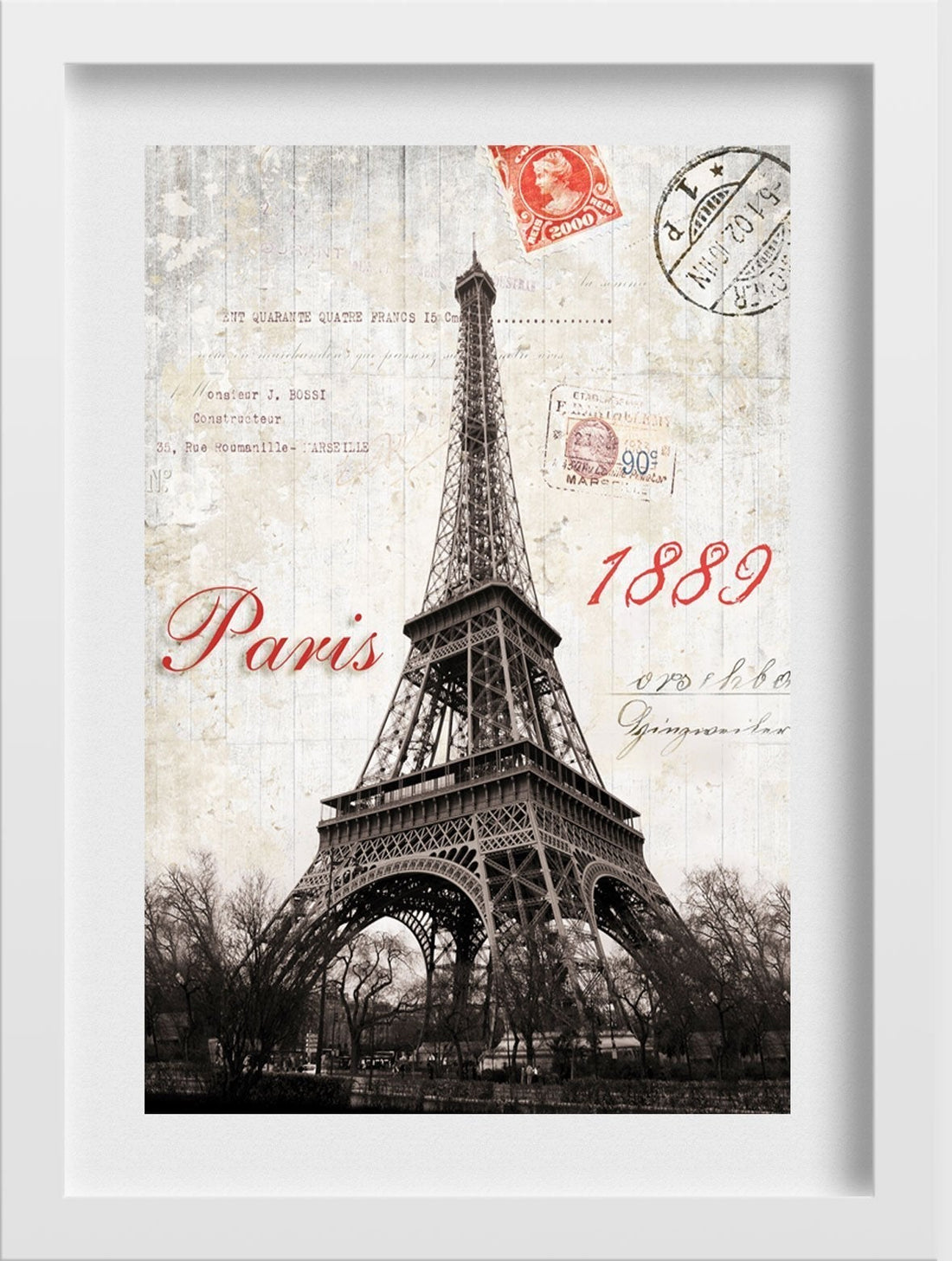 Paris Eiffel Tower Painting - Meri Deewar 2 : 3 Vertical Premium Wall Art Canvas by MeriDeewar