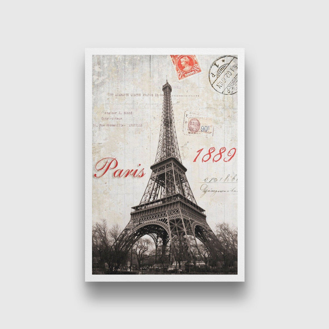 Paris Eiffel Tower Painting - Meri Deewar 2 : 3 Vertical Premium Wall Art Canvas by MeriDeewar