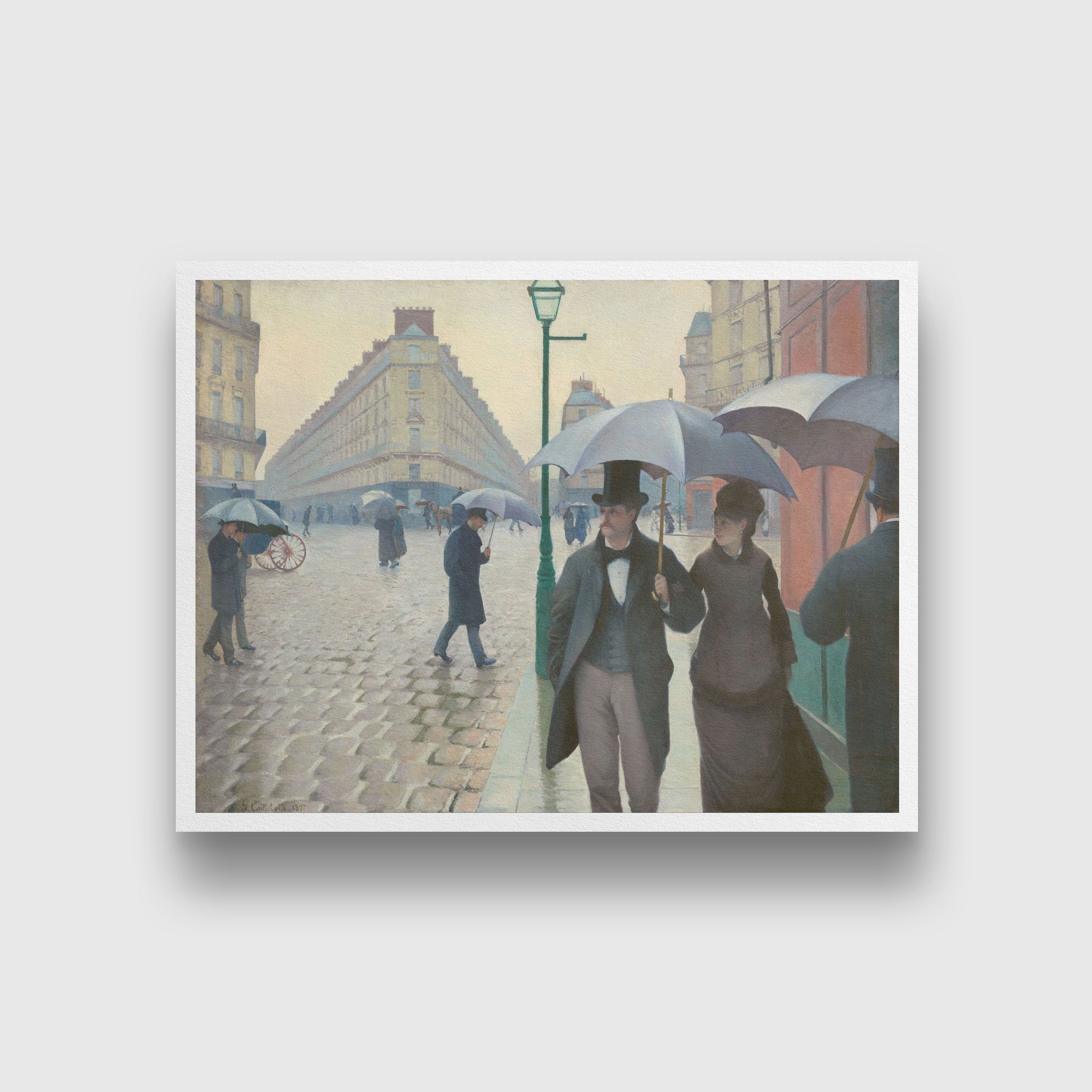 Paris Street in Rainy Weather Painting - Meri Deewar 4 : 3 Horizontal Premium Wall Art Canvas by MeriDeewar