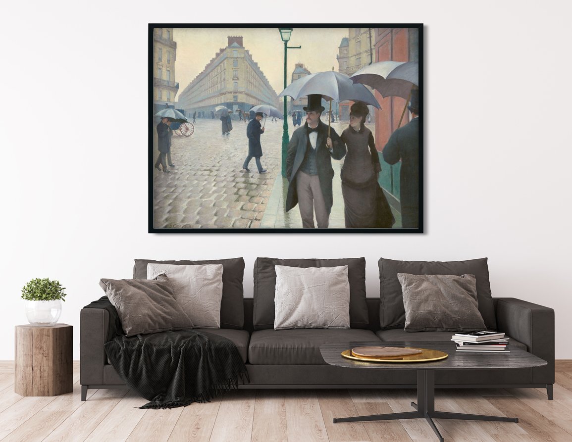 Paris Street in Rainy Weather Painting - Meri Deewar 4 : 3 Horizontal Premium Wall Art Canvas by MeriDeewar