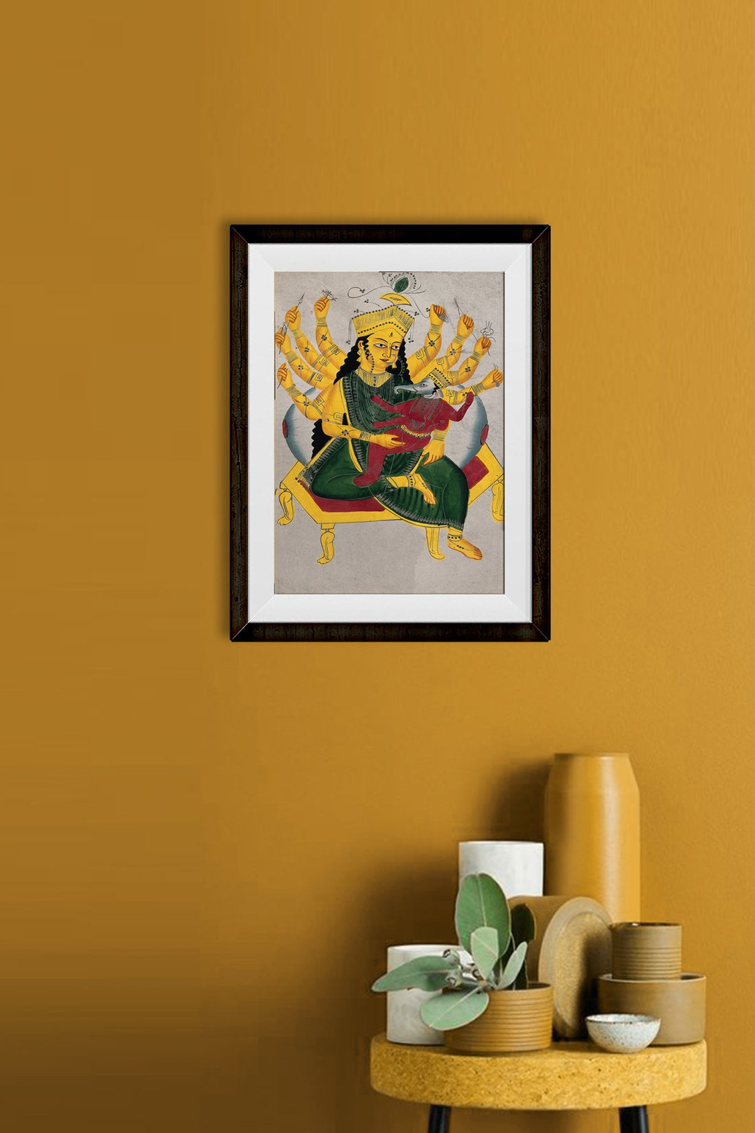 Parvati-enthroned-nursing-Ganesha Painting - Meri Deewar 2 : 3 Vertical Premium Wall Art Canvas by MeriDeewar