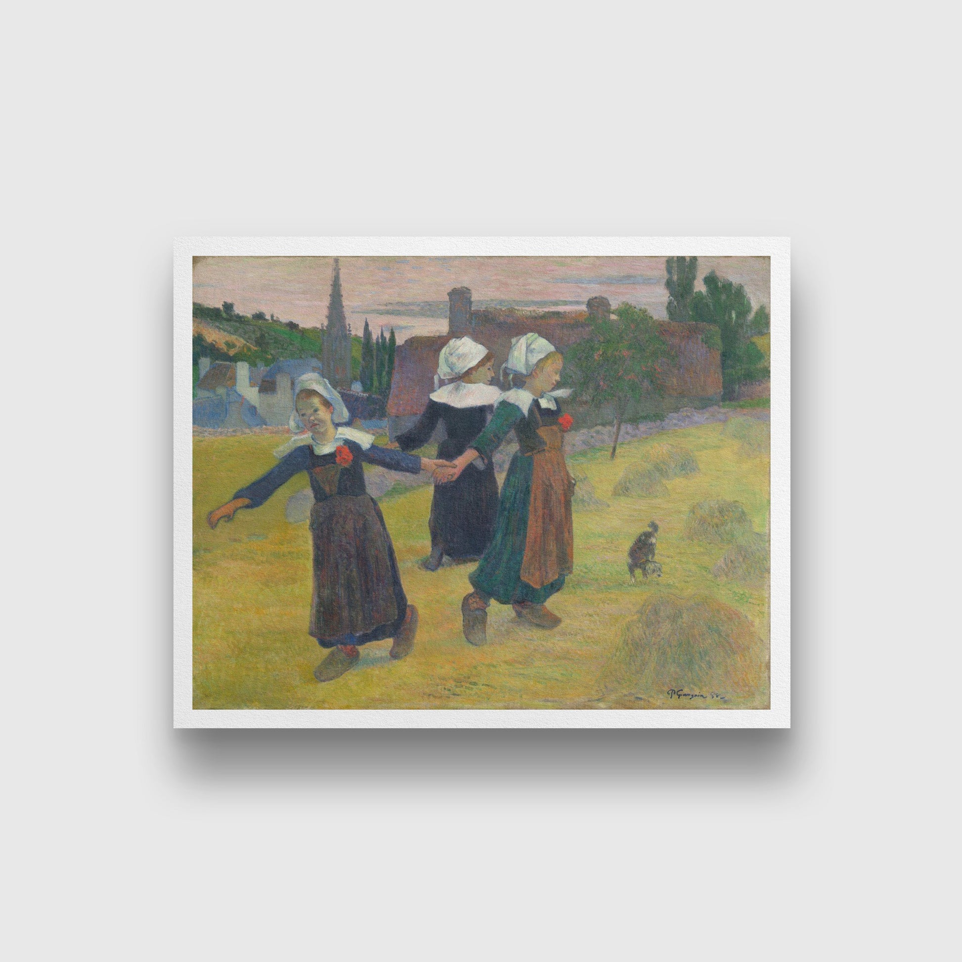 Paul Gauguin Breton Girls Dancing Pont Aven Painting - Meri Deewar 4 :5 Vertical Premium Wall Art Canvas by MeriDeewar