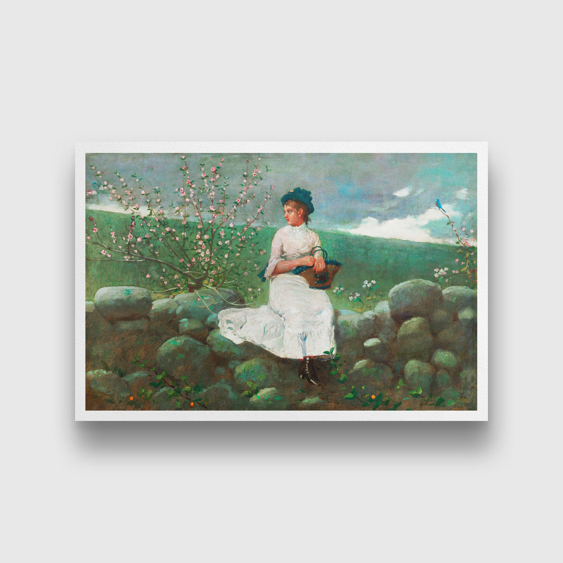 Peach Blossoms painting - Meri Deewar 3 : 2 Horizontal Premium Wall Art Canvas by MeriDeewar