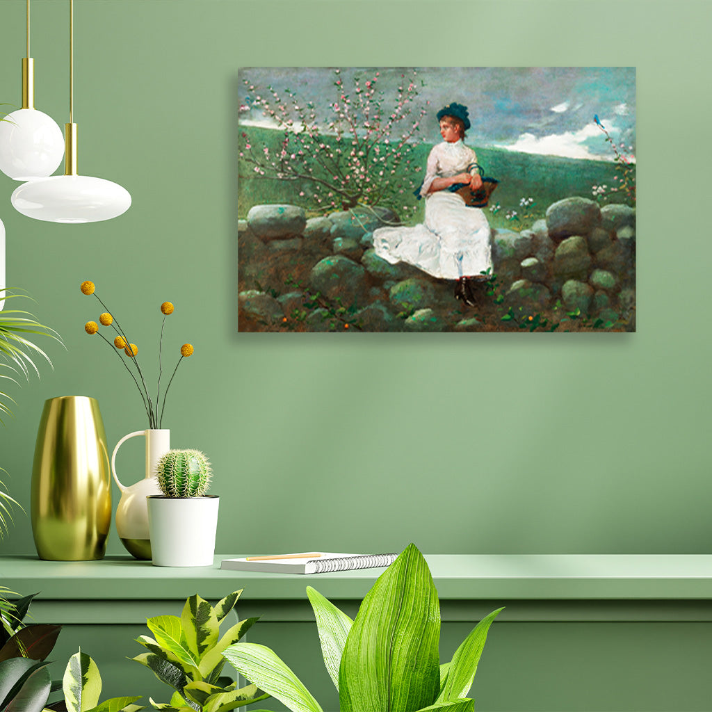 Peach Blossoms painting - Meri Deewar 3 : 2 Horizontal Premium Wall Art Canvas by MeriDeewar