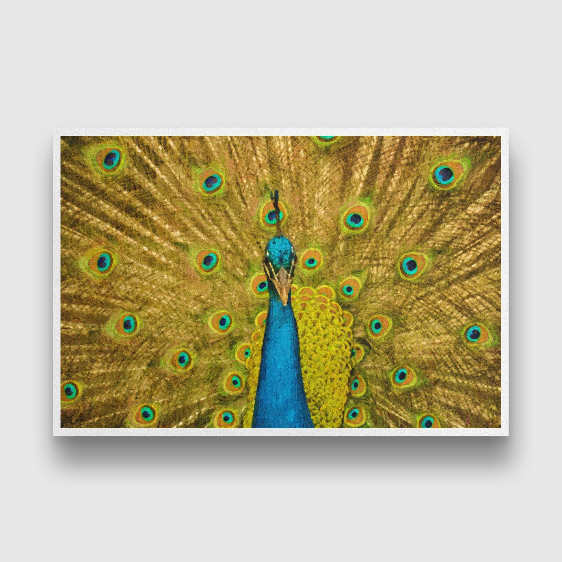 Peacock face close up Painting - Meri Deewar 3 : 2 Horizontal Premium Wall Art Canvas by MeriDeewar