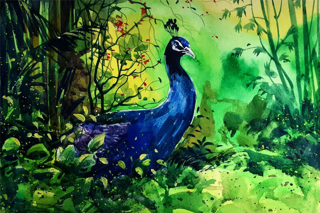 Peacock Painting - Meri Deewar 3 : 2 Horizontal Premium Wall Art Canvas by MeriDeewar