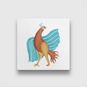 Peacock Painting 1 : 1 Square Premium Wall Art Canvas by MeriDeewar