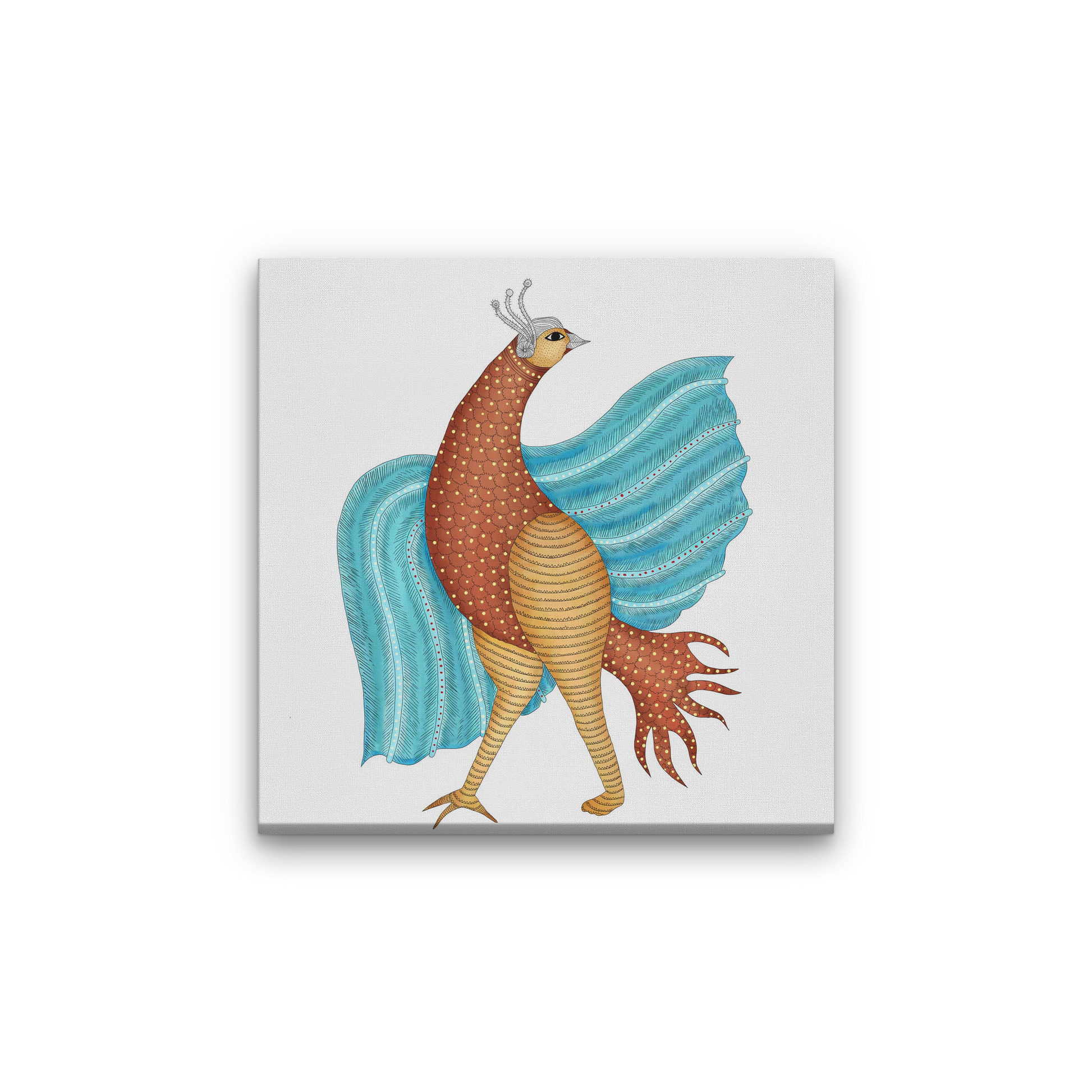 Peacock Painting 1 : 1 Square Premium Wall Art Canvas by MeriDeewar