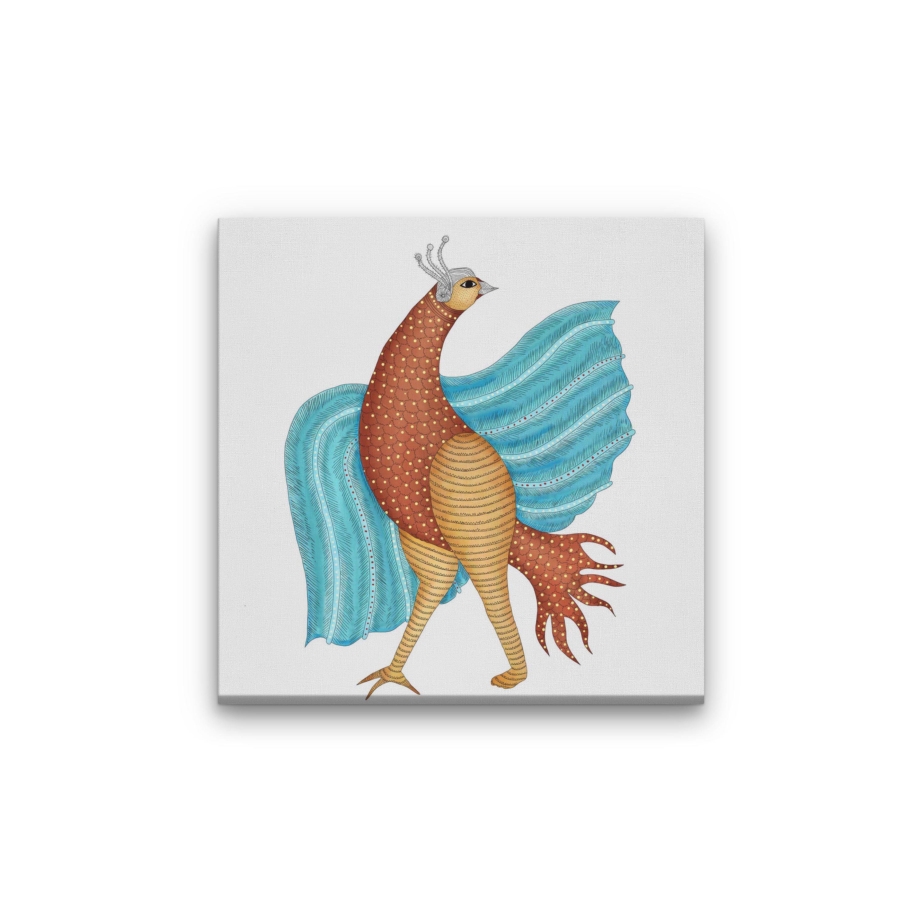 Peacock Painting 1 : 1 Square Premium Wall Art Canvas by MeriDeewar