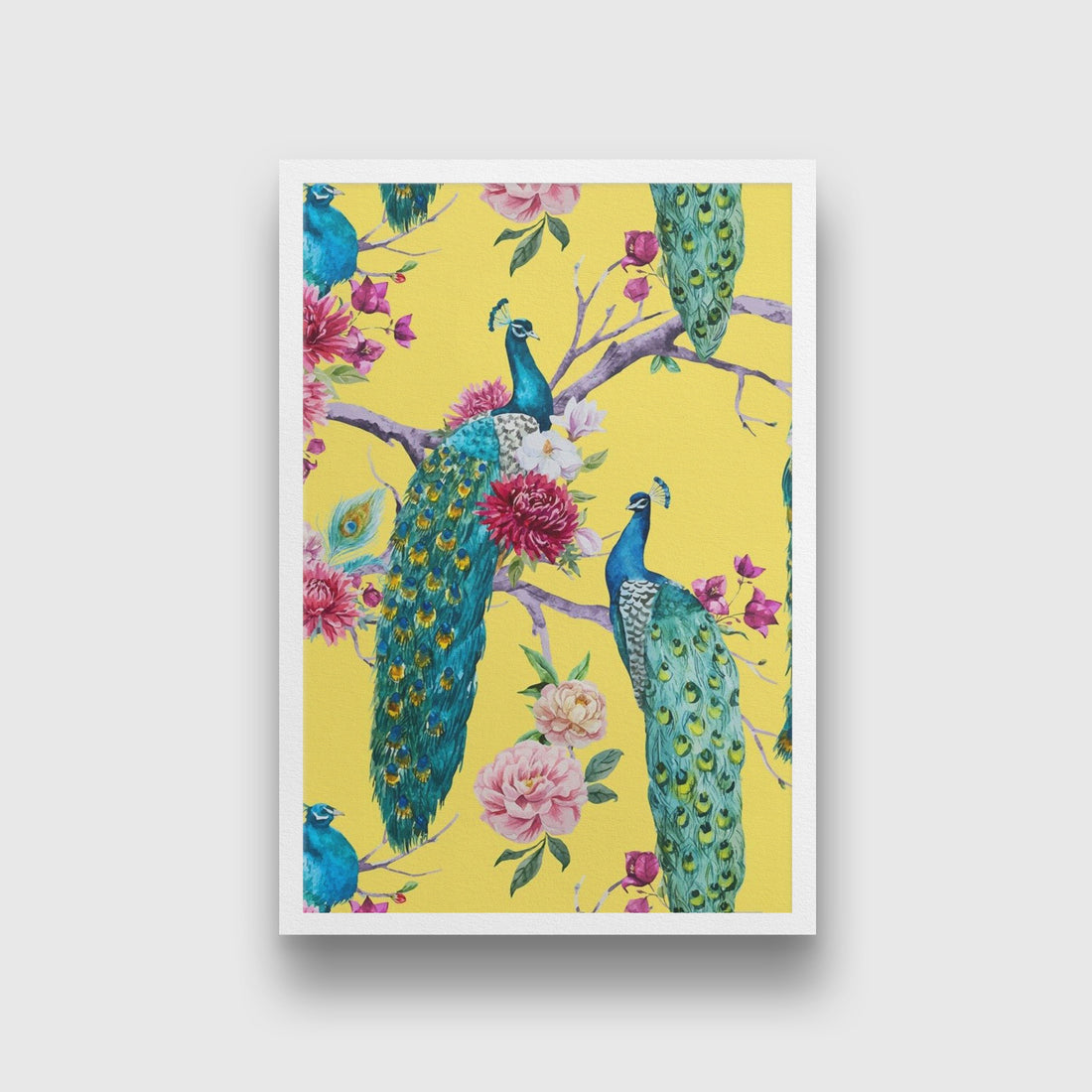 Peacock paradise Painting - Meri Deewar 2 : 3 Vertical Premium Wall Art Canvas by MeriDeewar