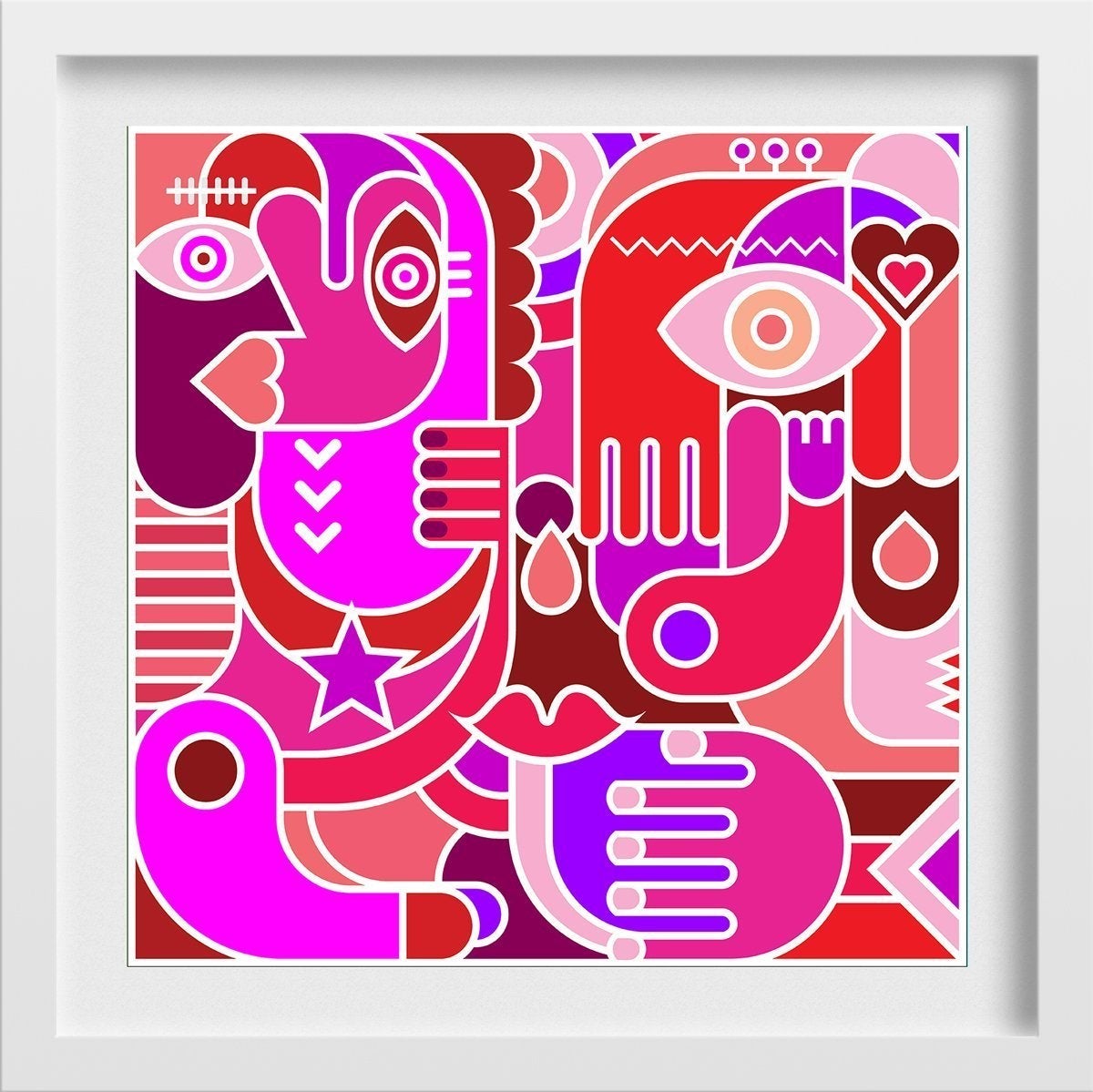 Picasso Style abstract art composition 1 : 1 Square Premium Wall Art Canvas by MeriDeewar