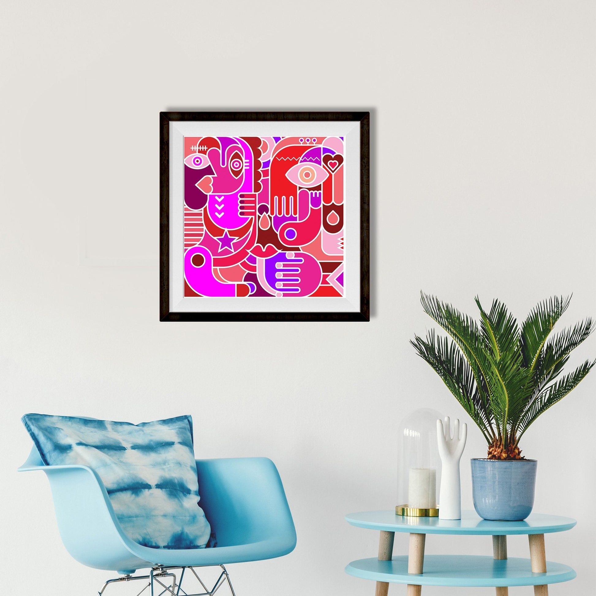 Picasso Style abstract art composition 1 : 1 Square Premium Wall Art Canvas by MeriDeewar