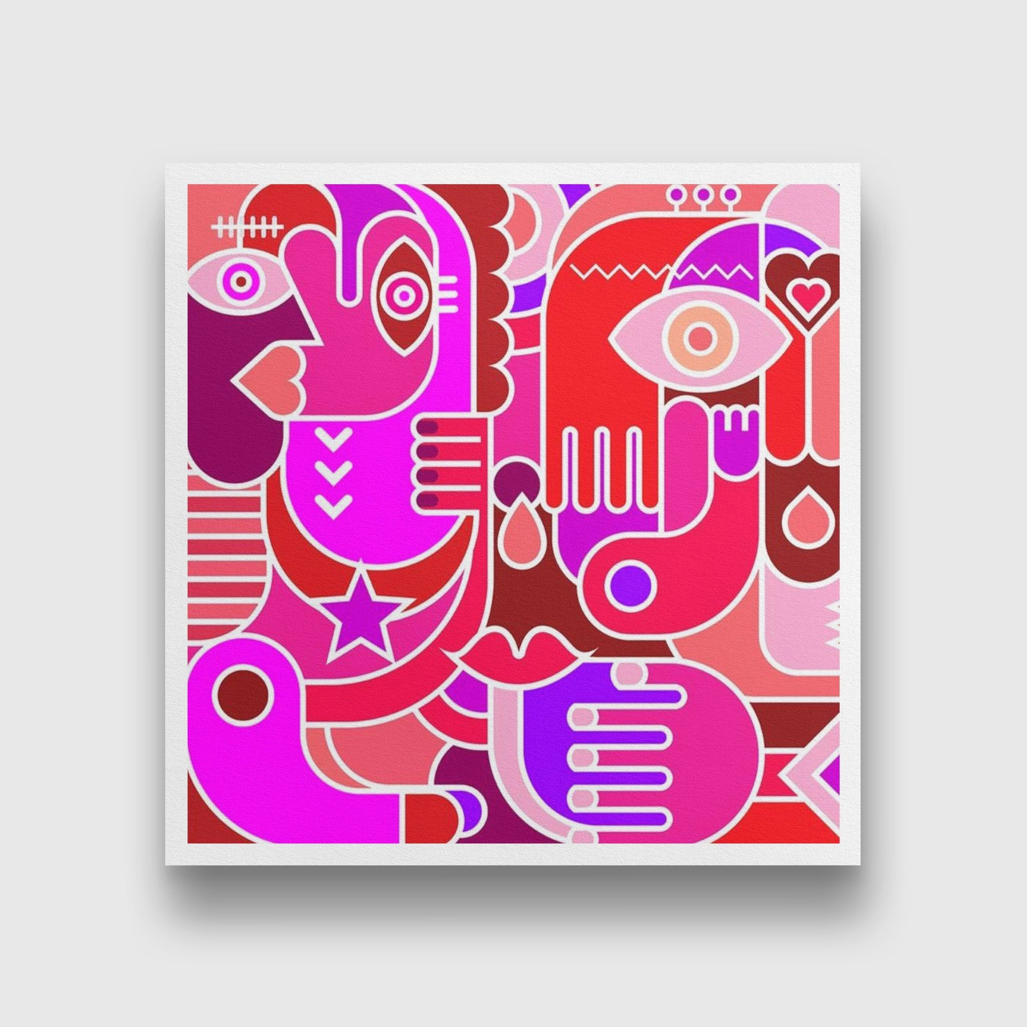 Picasso Style abstract art composition 1 : 1 Square Premium Wall Art Canvas by MeriDeewar