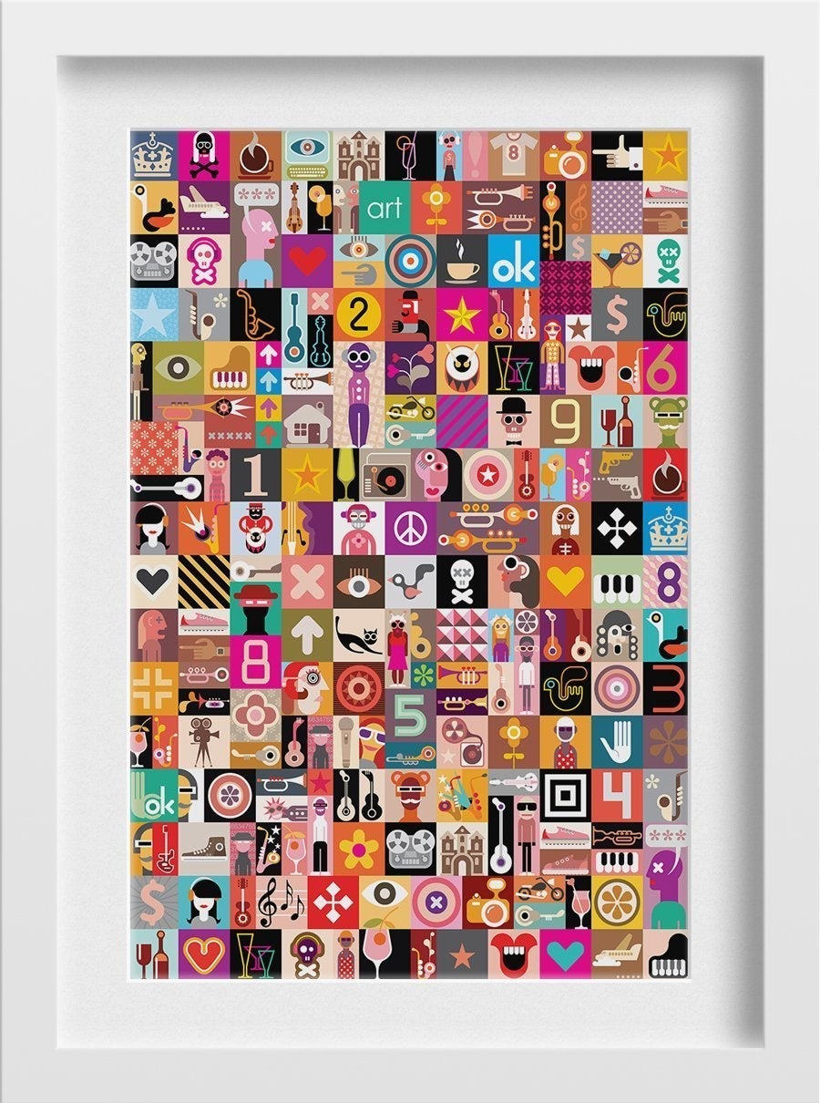 Picasso Style Art Collage Artwork Painting - Meri Deewar 2 : 3 Vertical Premium Wall Art Canvas by MeriDeewar
