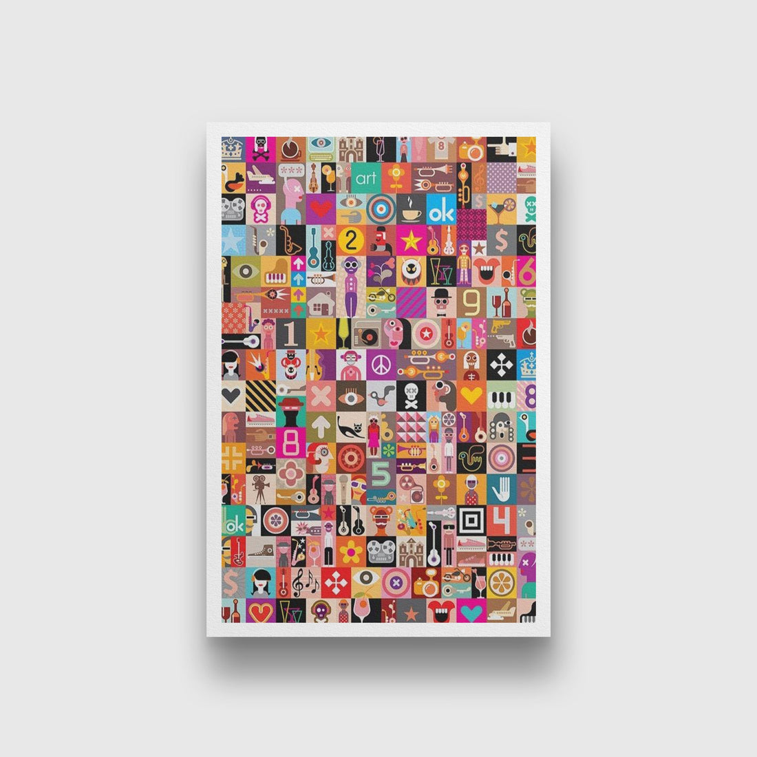 Picasso Style Art Collage Artwork Painting - Meri Deewar 2 : 3 Vertical Premium Wall Art Canvas by MeriDeewar