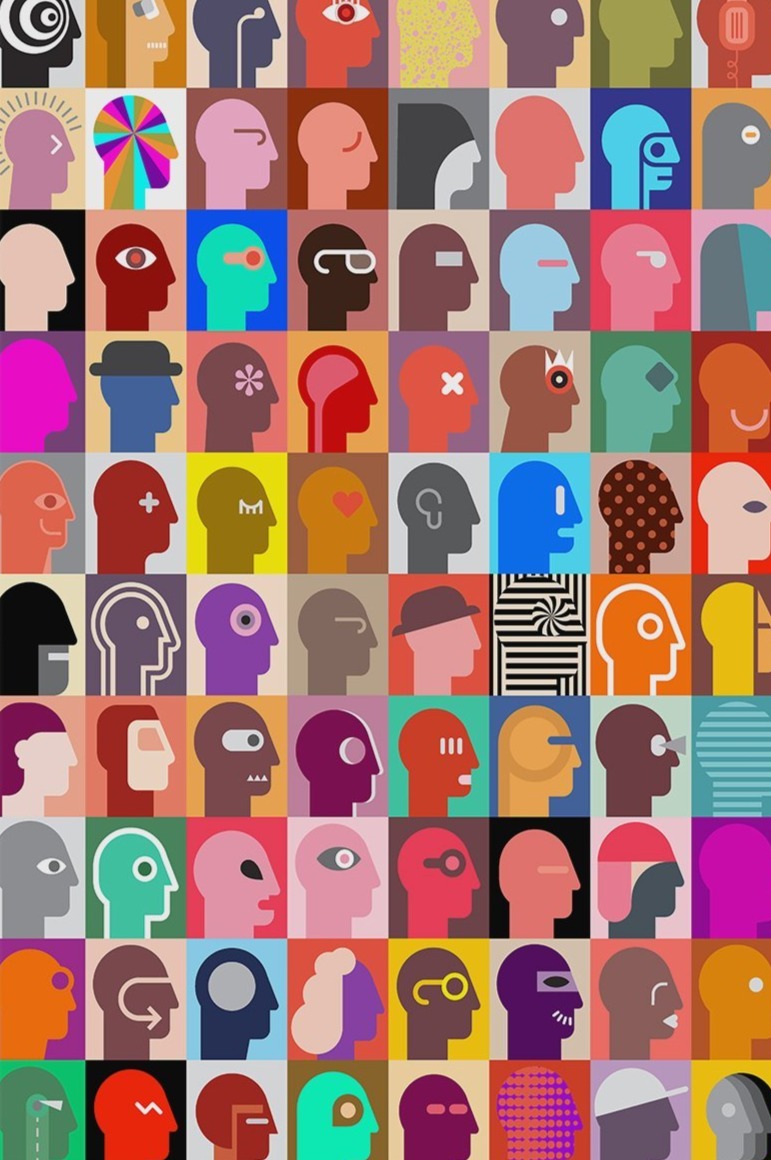 Picasso Style Human Heads Artwork Painting - Meri Deewar 2 : 3 Vertical Premium Wall Art Canvas by MeriDeewar