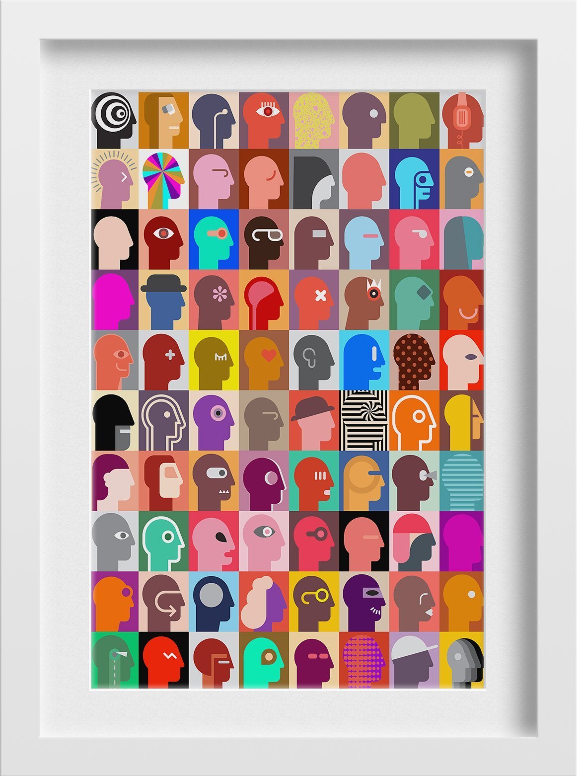 Picasso Style Human Heads Artwork Painting - Meri Deewar 2 : 3 Vertical Premium Wall Art Canvas by MeriDeewar