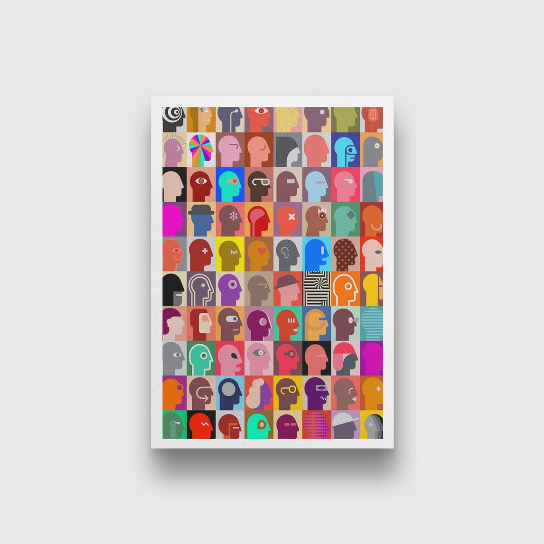 Picasso Style Human Heads Artwork Painting - Meri Deewar 2 : 3 Vertical Premium Wall Art Canvas by MeriDeewar
