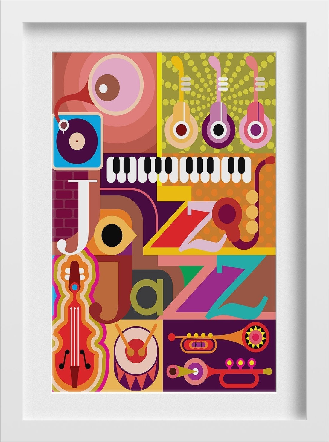 Picasso Style Jazz Concert Artwork Painting - Meri Deewar 2 : 3 Vertical Premium Wall Art Canvas by MeriDeewar