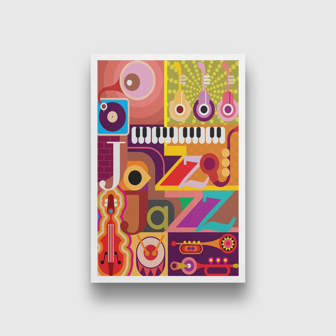 Picasso Style Jazz Concert Artwork Painting - Meri Deewar 2 : 3 Vertical Premium Wall Art Canvas by MeriDeewar