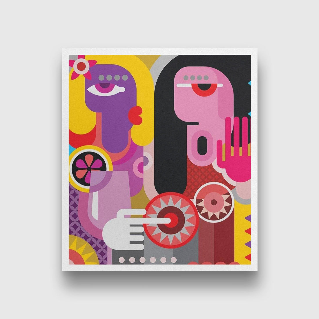 Picasso Style man and woman Artwork Painting - Meri Deewar 5 : 6 Vertical Premium Wall Art Canvas by MeriDeewar