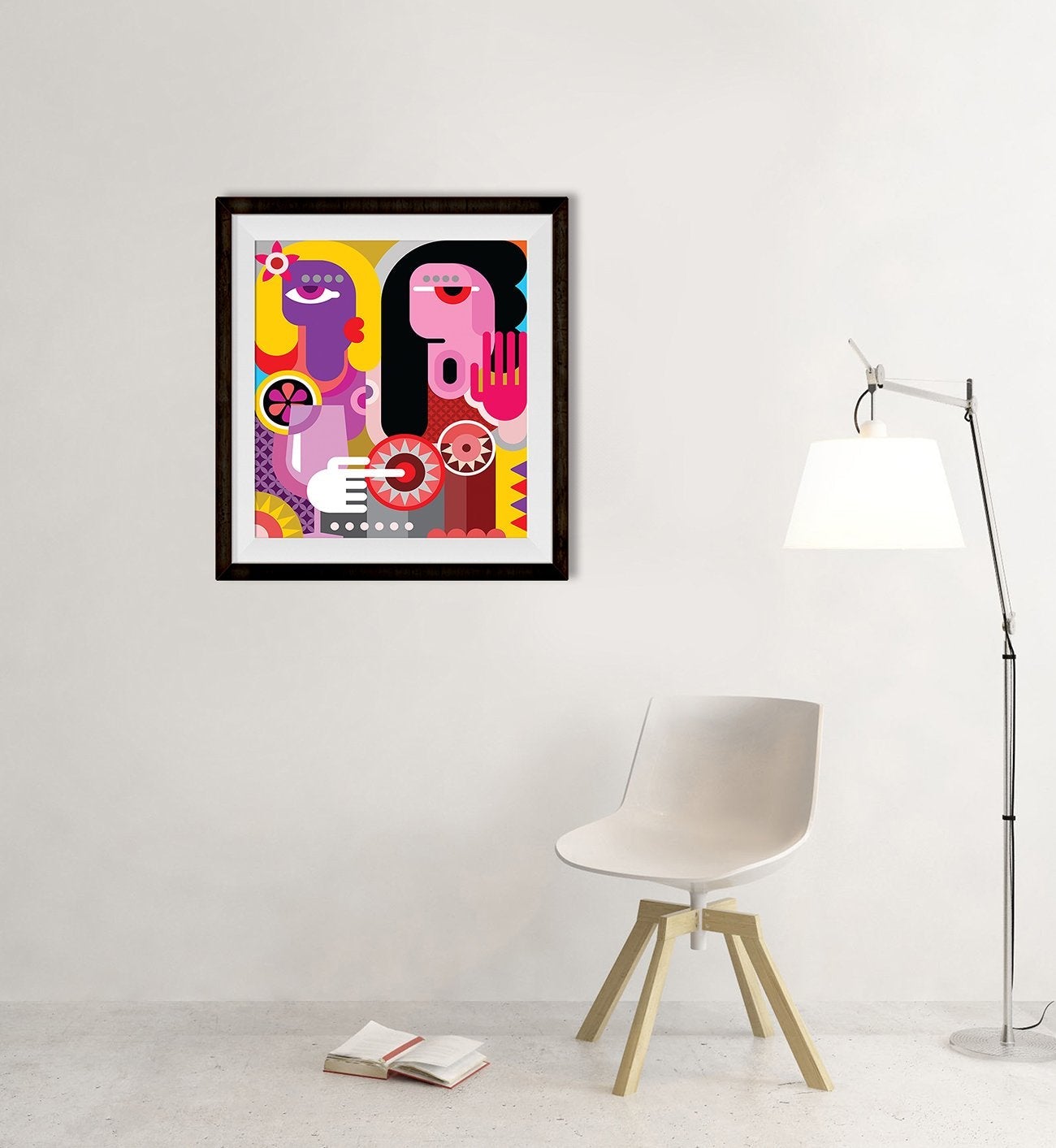 Picasso Style man and woman Artwork Painting - Meri Deewar 5 : 6 Vertical Premium Wall Art Canvas by MeriDeewar