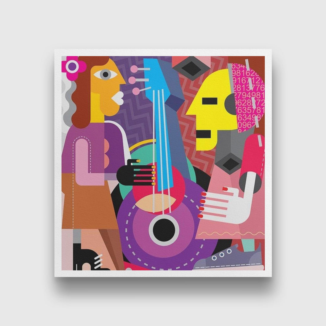 Picasso Style The Dance Artwork Painting - Meri Deewar 1 : 1 Square Premium Wall Art Canvas by MeriDeewar