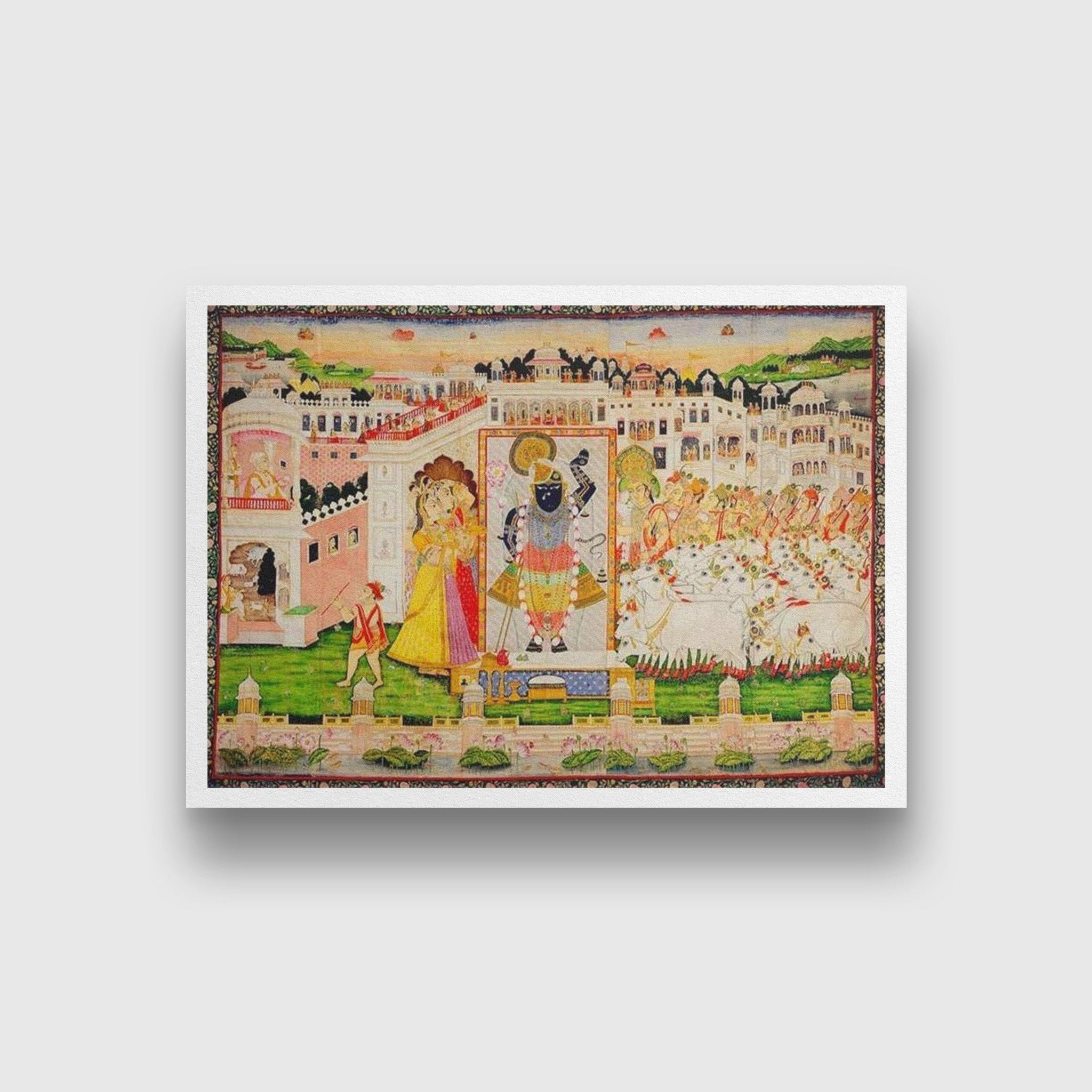 Pichvai_for_Sandhya_Arati Painting - Meri Deewar 3 : 2 Horizontal Premium Wall Art Canvas by MeriDeewar