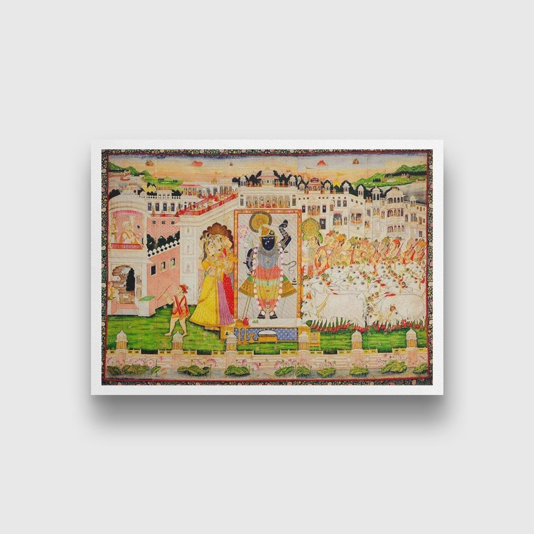 Pichvai_for_Sandhya_Arati Painting - Meri Deewar 3 : 2 Horizontal Premium Wall Art Canvas by MeriDeewar