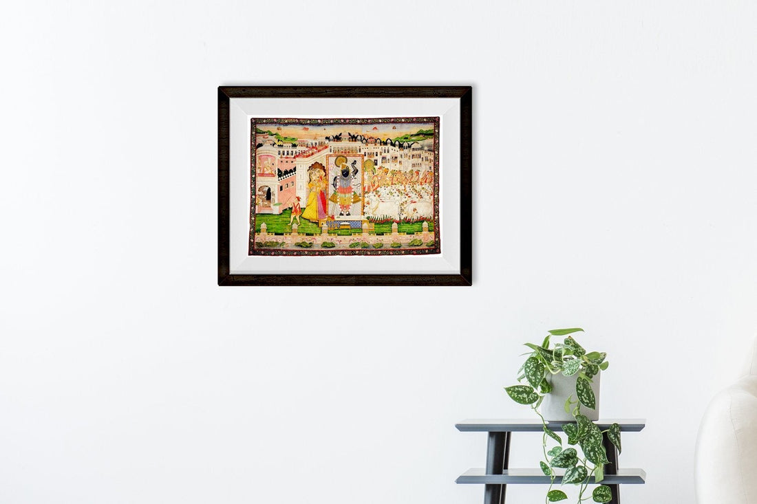 Pichvai_for_Sandhya_Arati Painting - Meri Deewar 3 : 2 Horizontal Premium Wall Art Canvas by MeriDeewar