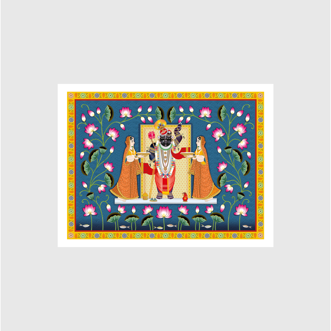 Pichwai Art of Nathdwara - Meri Deewar 4 : 3 Horizontal Premium Wall Art Canvas by MeriDeewar