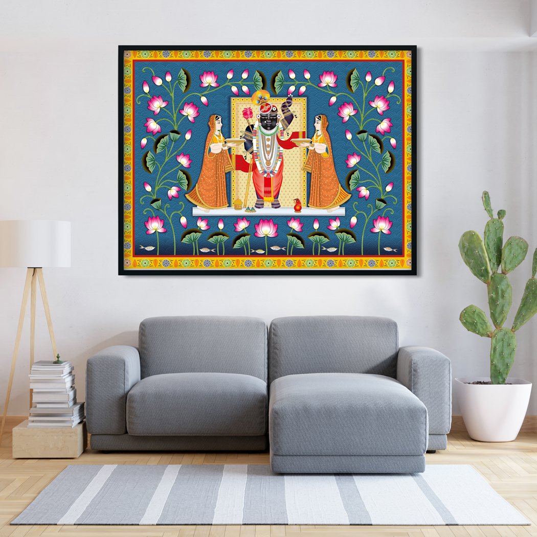 Pichwai Art of Nathdwara - Meri Deewar 4 : 3 Horizontal Premium Wall Art Canvas by MeriDeewar