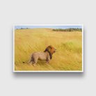 Picture of lions in grass Painting - Meri Deewar 3 : 2 Horizontal Premium Wall Art Canvas by MeriDeewar