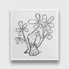 Pigeon on a branch of a chestnut tree Painting 1 : 1 Square Premium Wall Art Canvas by MeriDeewar