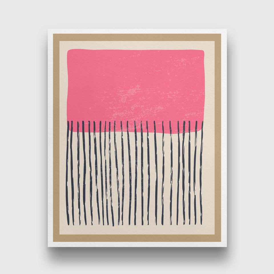 Pink Colour Block Painting 4 :5 Vertical Premium Wall Art Canvas by MeriDeewar