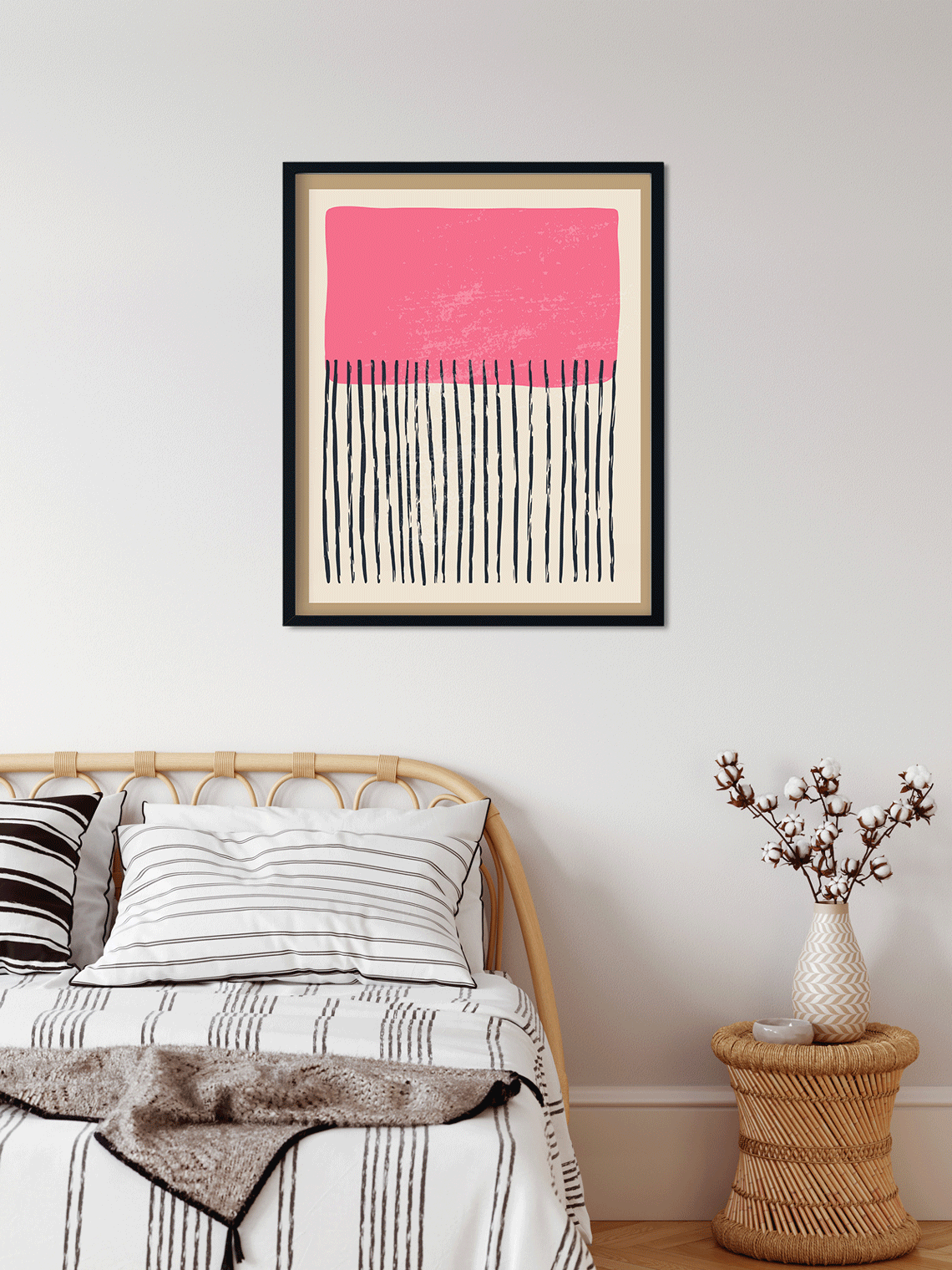 Pink Colour Block Painting 4 :5 Vertical Premium Wall Art Canvas by MeriDeewar